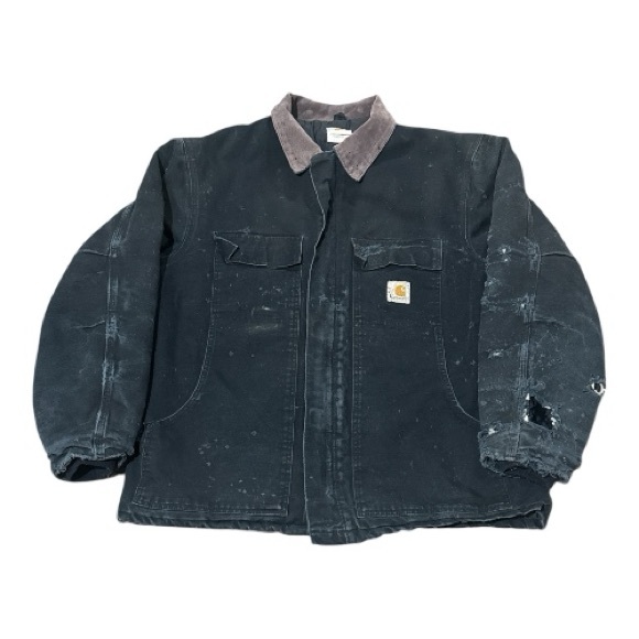 VTG Carhartt C03 Black Arctic Quilt Duck Coat Union Made USA Thrashed Men’s XL